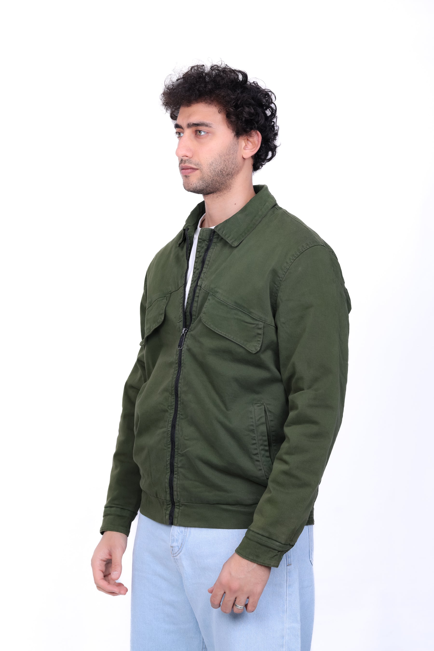 Gabardine Bomber Classic Collar Jacket 6005