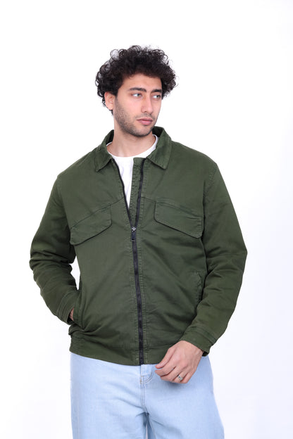 Gabardine Bomber Classic Collar Jacket 6005