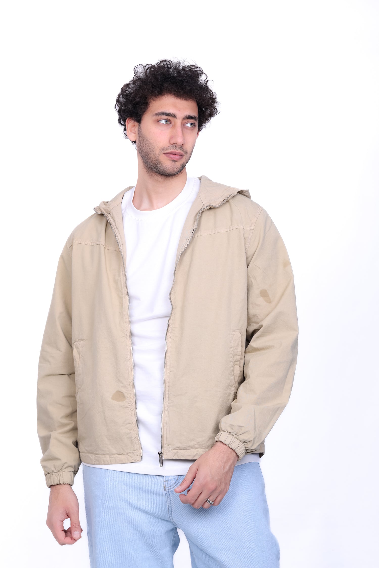 Gabardine Bomber Hoded Jacket 6001