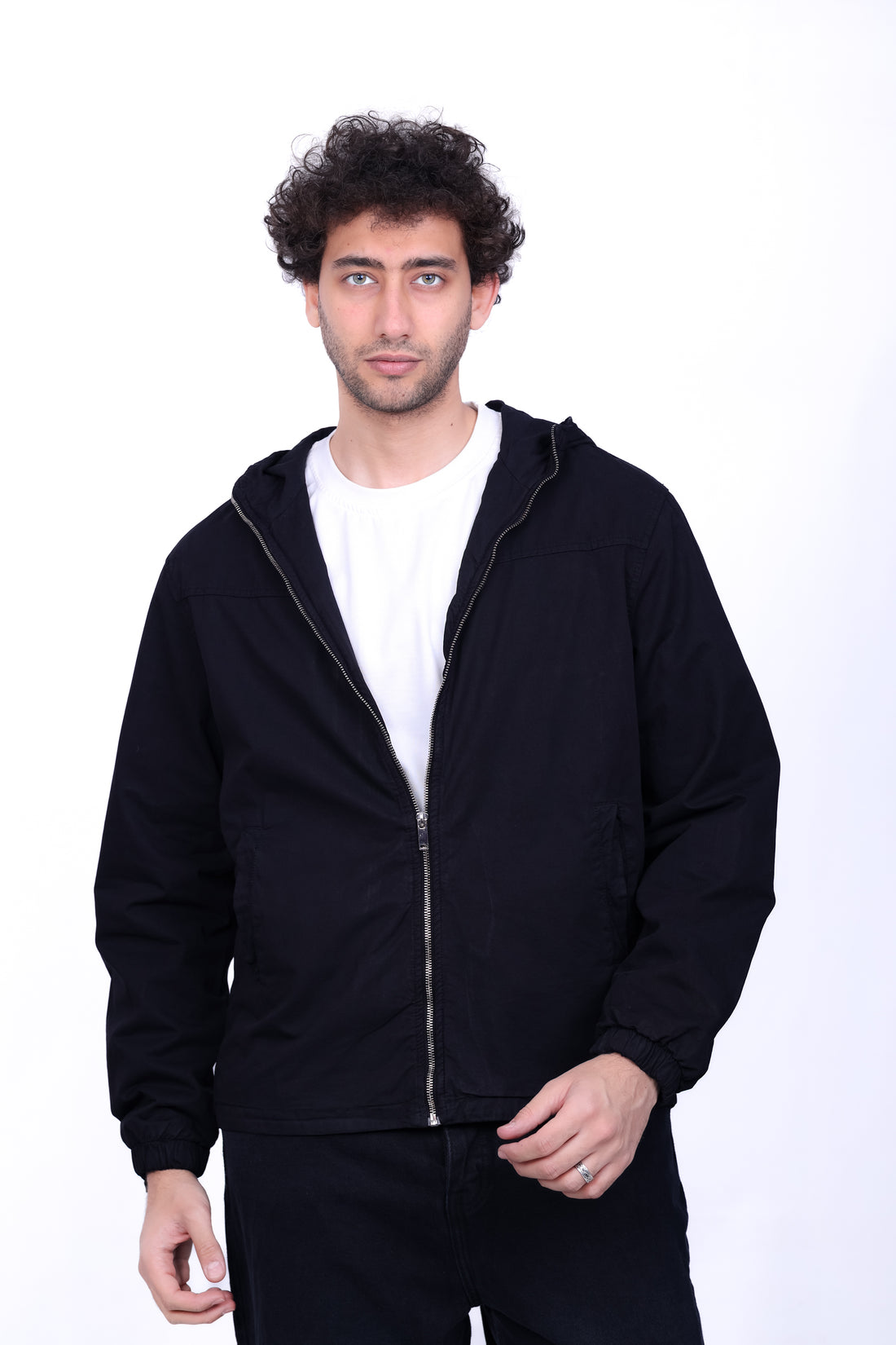 Gabardine Bomber Hoded Jacket 6001
