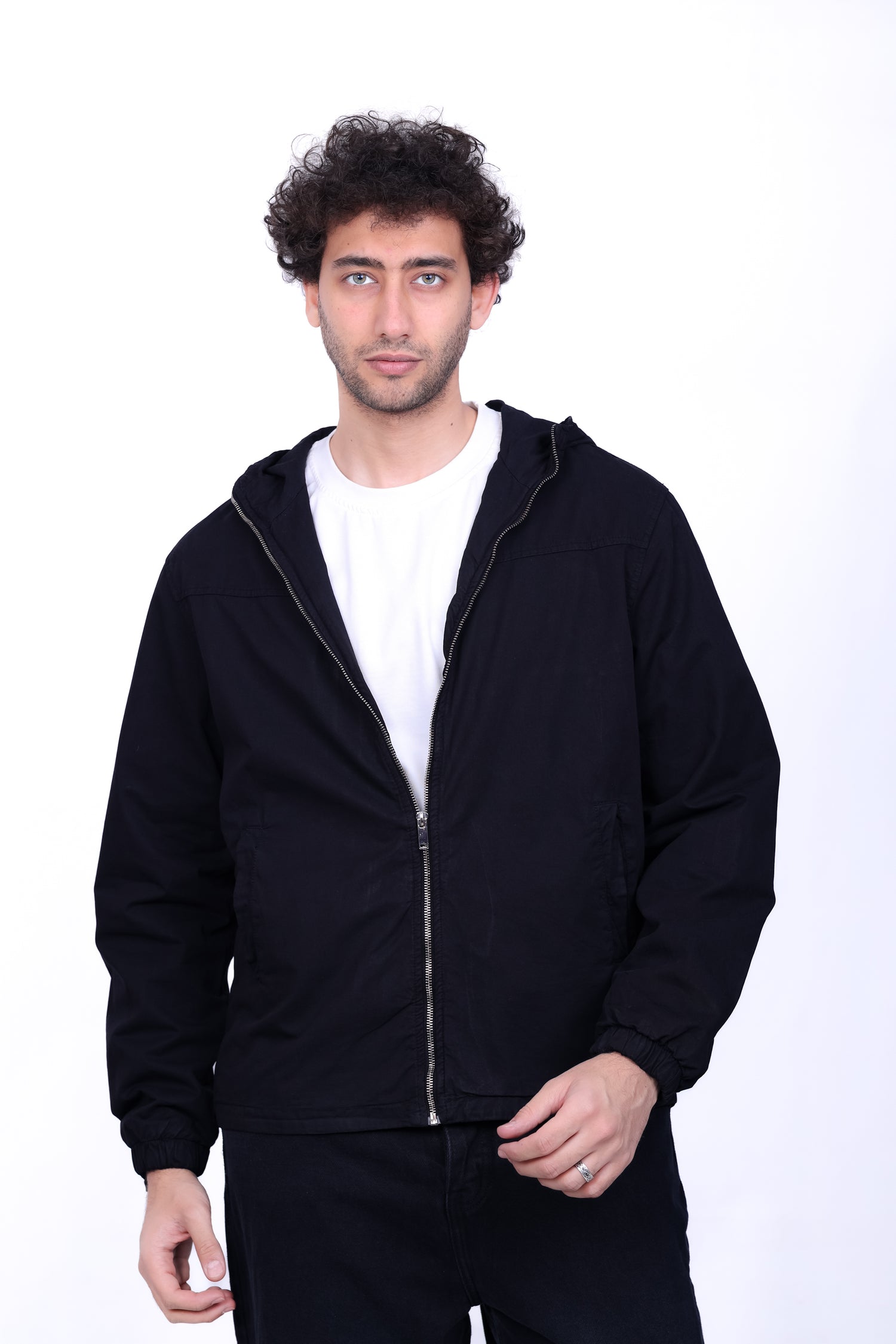Gabardine Bomber Hoded Jacket 6001