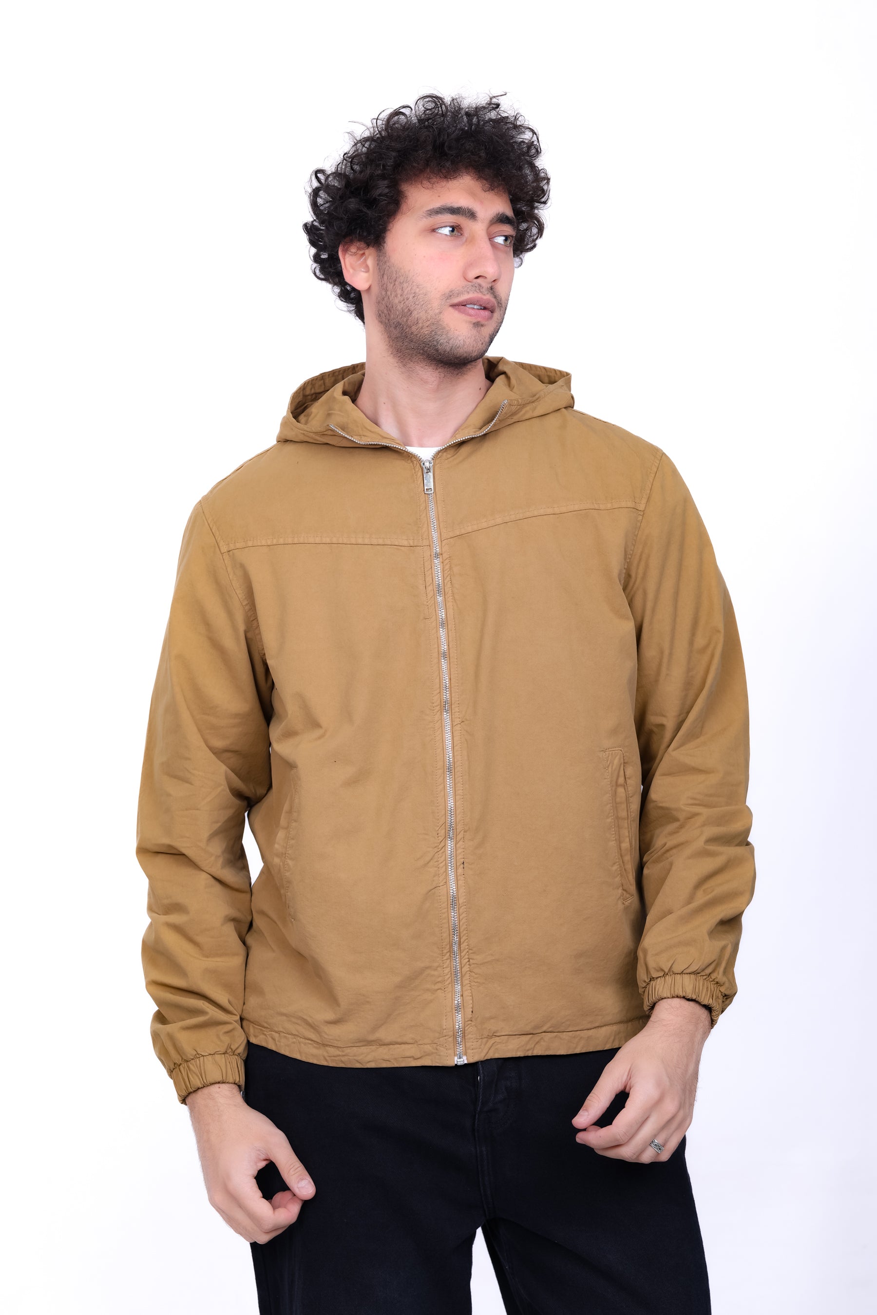 Gabardine Bomber Hoded Jacket 6001