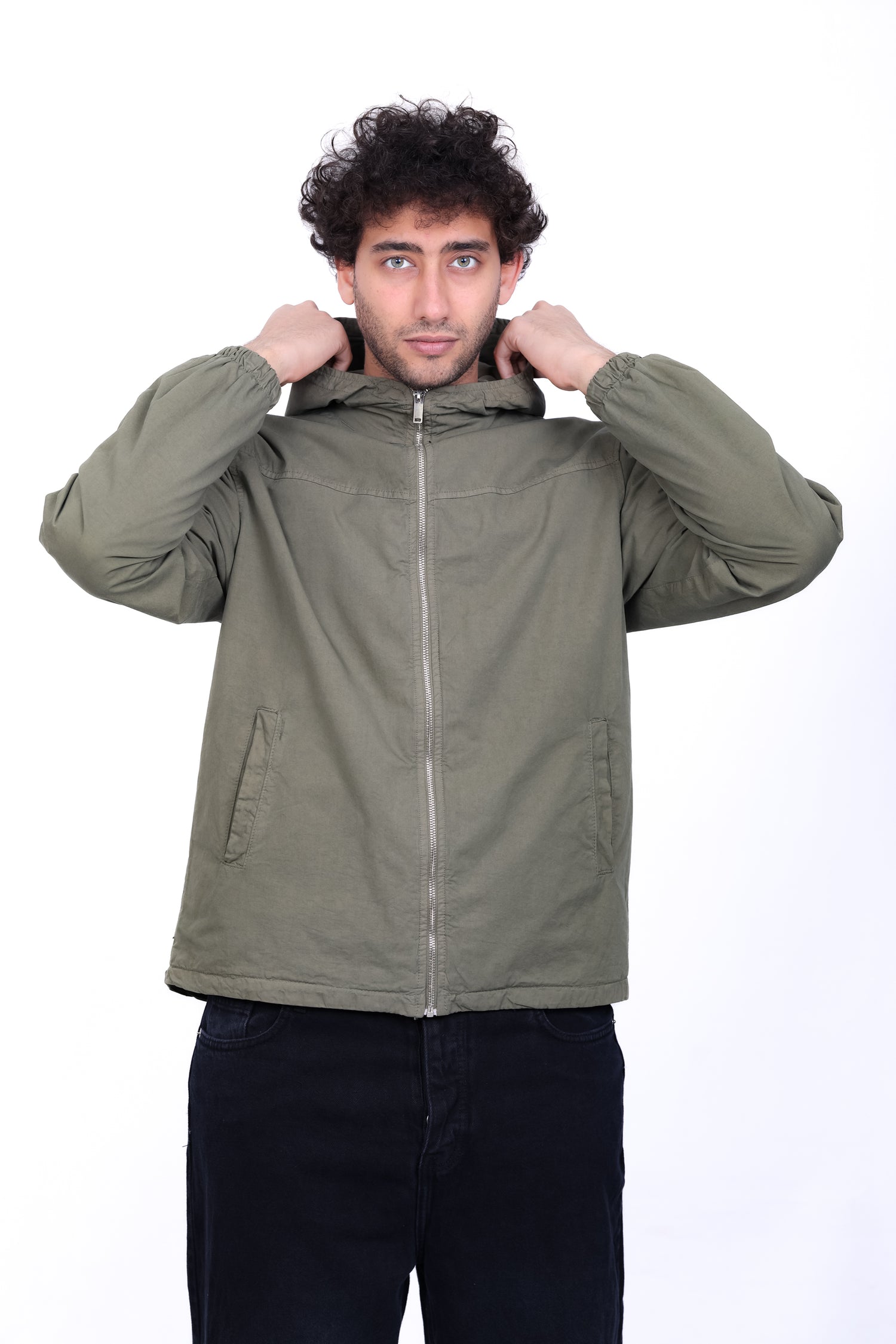 Gabardine Bomber Hoded Jacket 6001