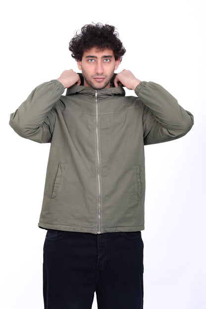 Gabardine Bomber Hoded Jacket 6001