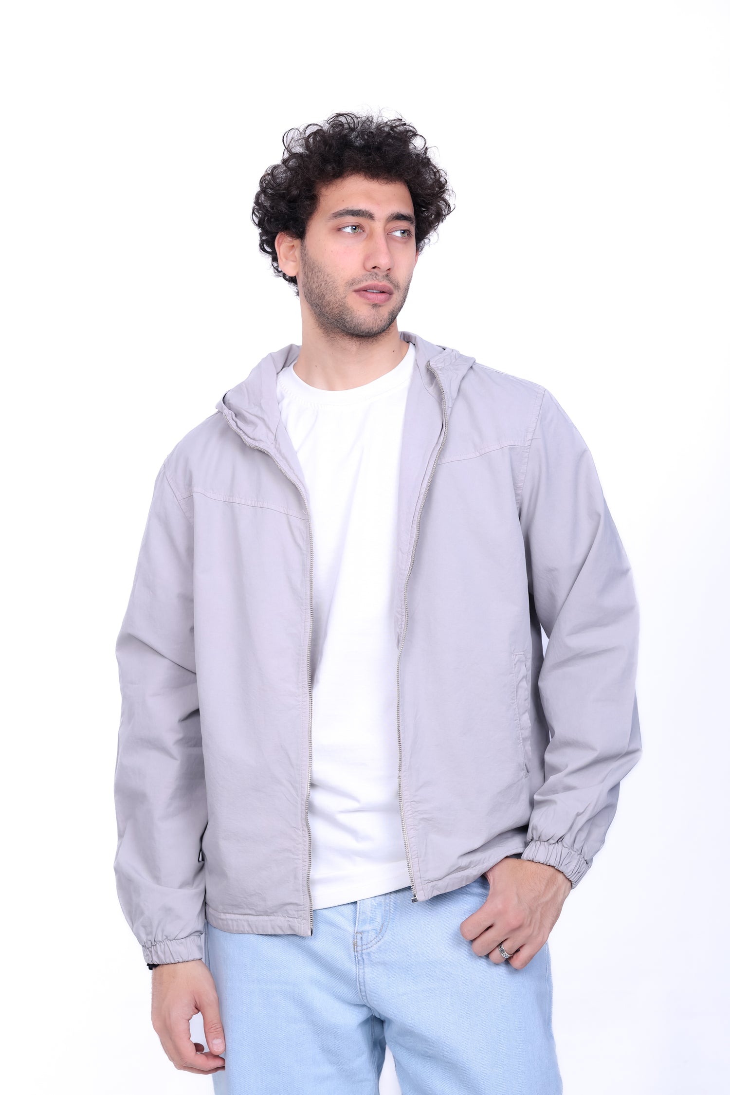 Gabardine Bomber Hoded Jacket 6001