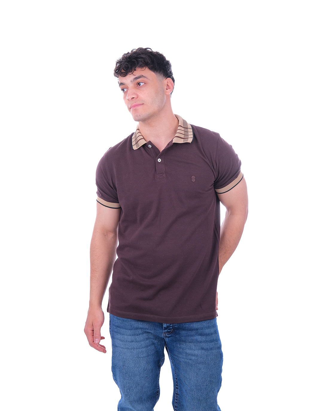 Brown Polo Beige Collar