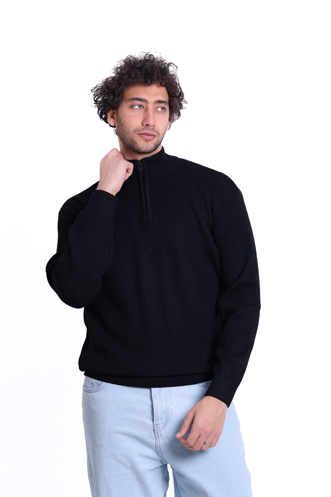 Knitwear Pullover Half Zipped Sand Basic MANS 1225