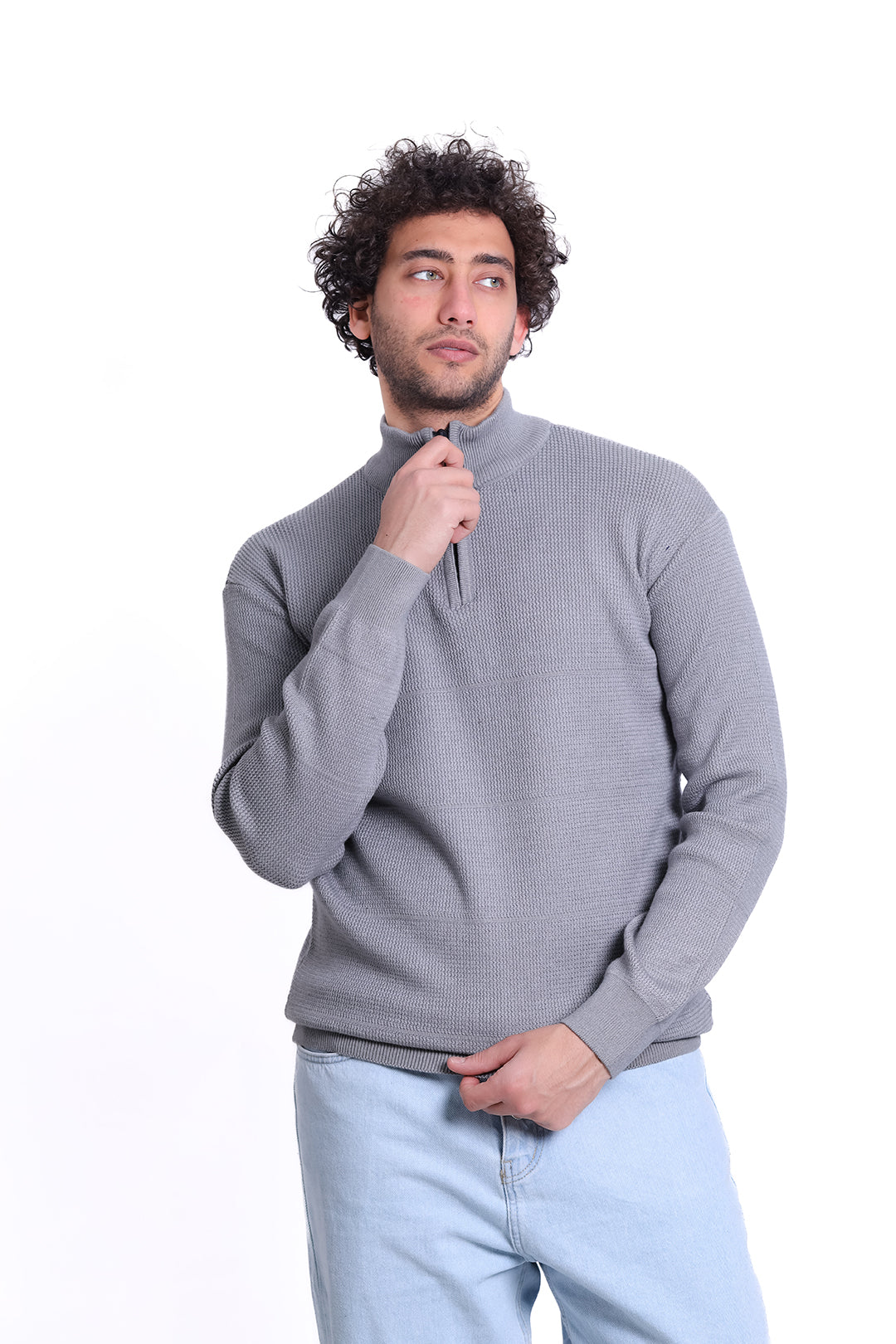 Knitwear Pullover Half Zipped Sand Basic MANS 1225
