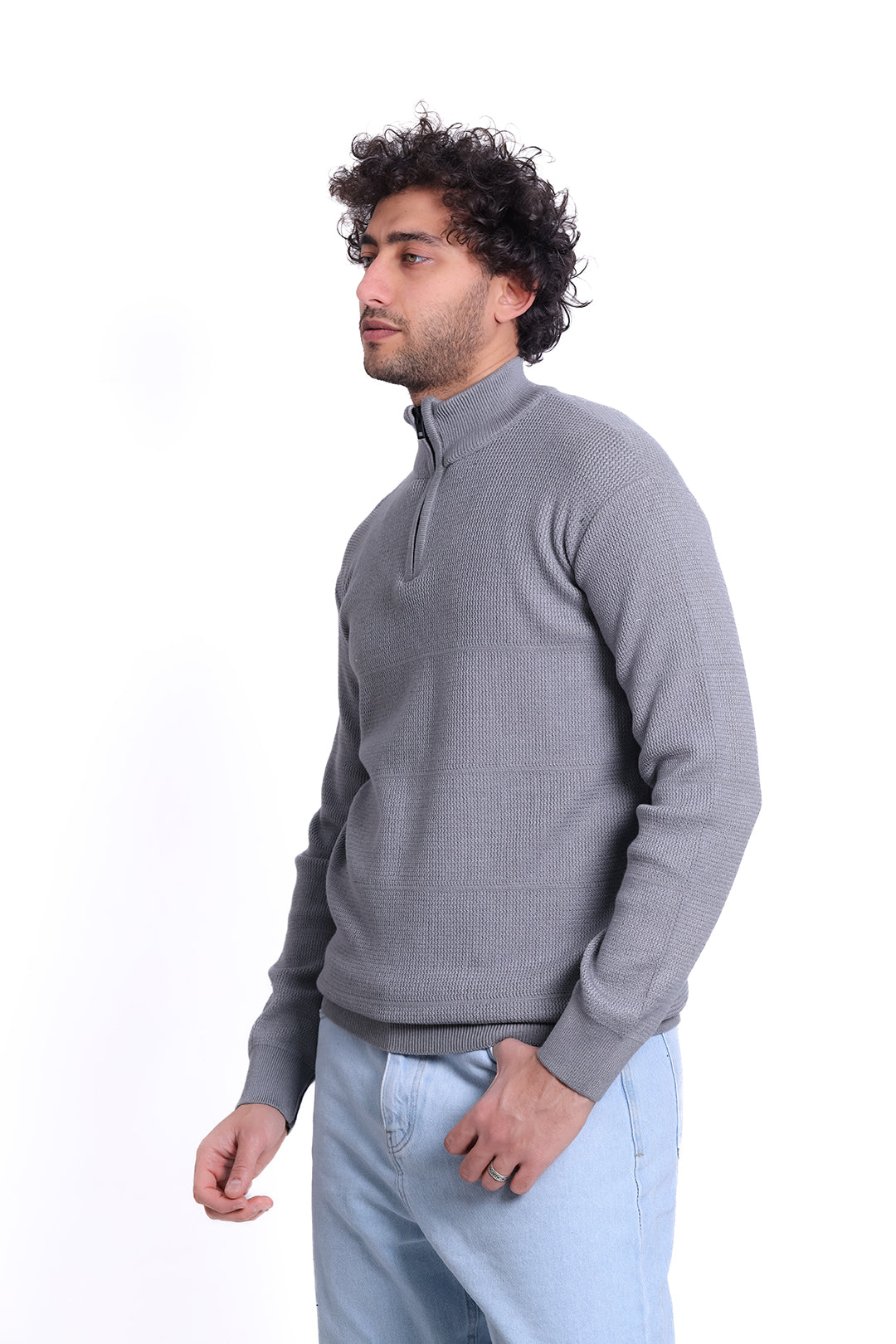 Knitwear Pullover Half Zipped Sand Basic MANS 1225