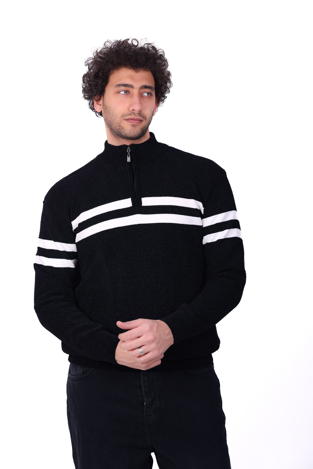 Knitwear Pullover Striped Half_Zip MANS 0126