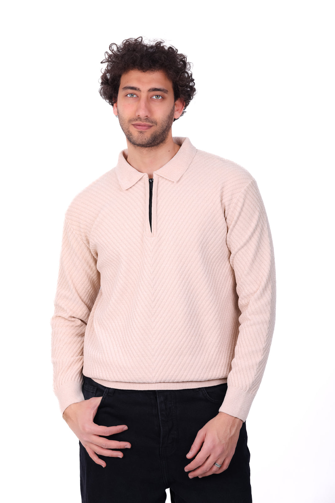 Knitwear Pullover Textured Half_Zip MANS 0126