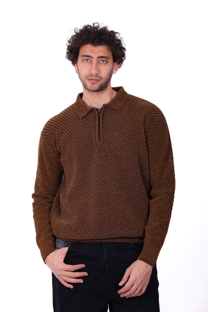 Knitwear Pullover Textured Half_Zip MANS 0126