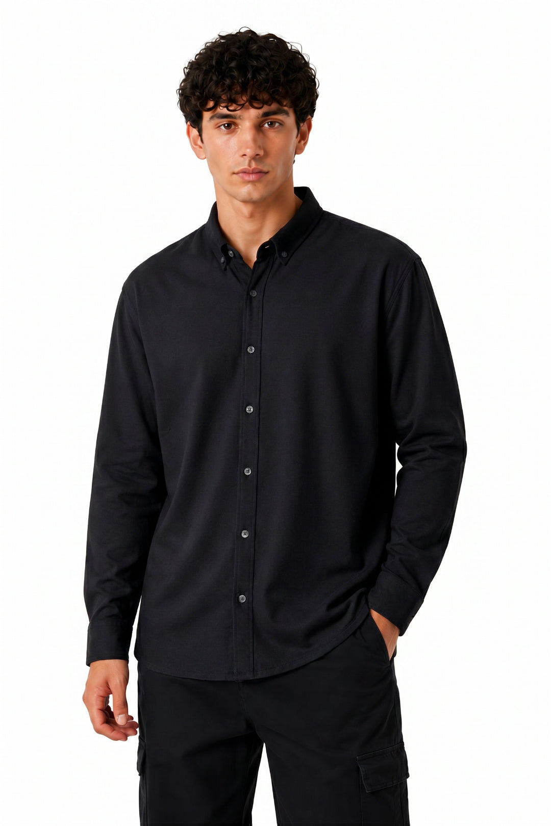 Mandarin Collar Polyester Basic Shirt
