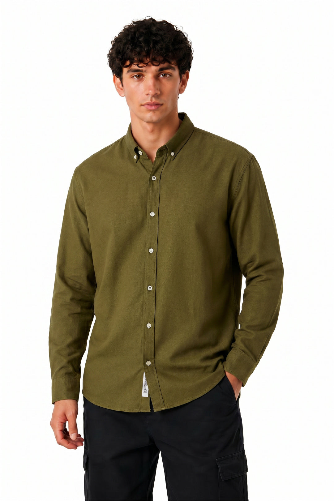 Mandarin Collar Polyester Basic Shirt