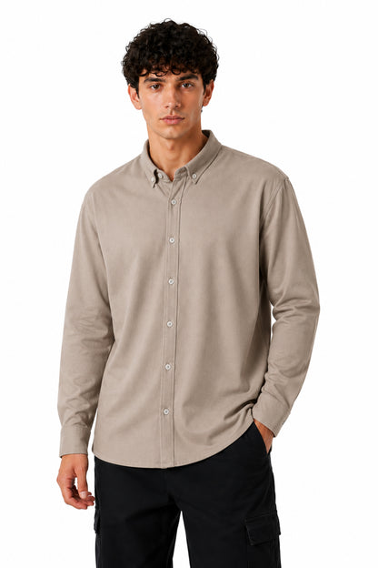 Mandarin Collar Polyester Basic Shirt