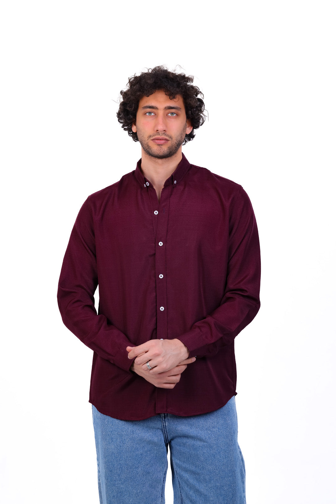 Mandarin Collar Polyester Basic Shirt