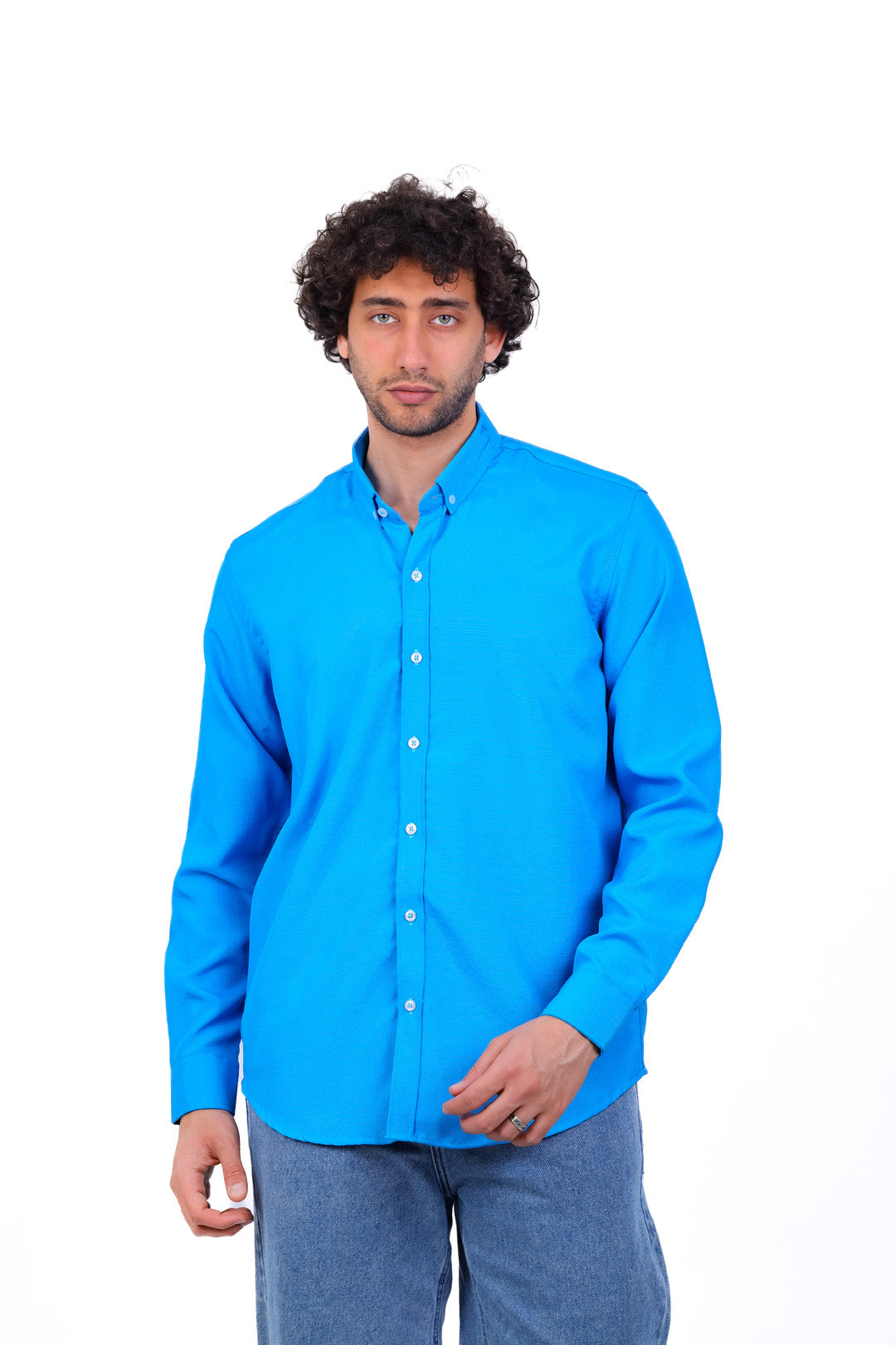Mandarin Collar Polyester Basic Shirt