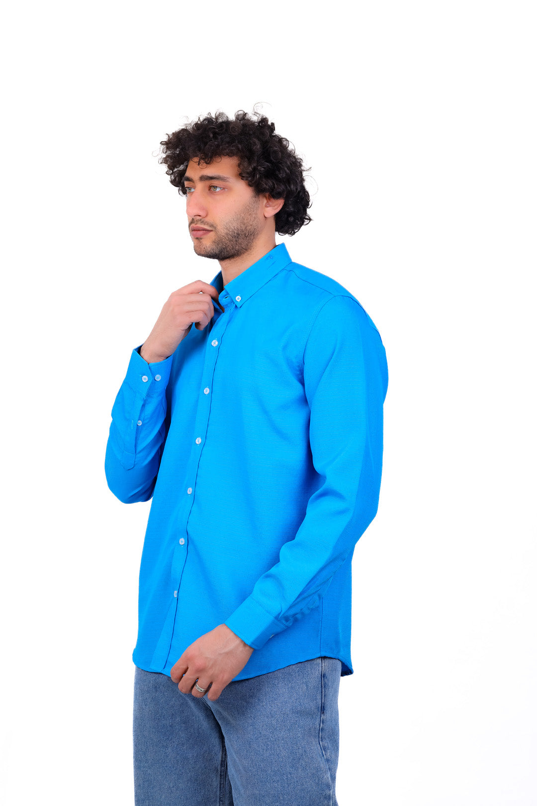 Mandarin Collar Polyester Basic Shirt