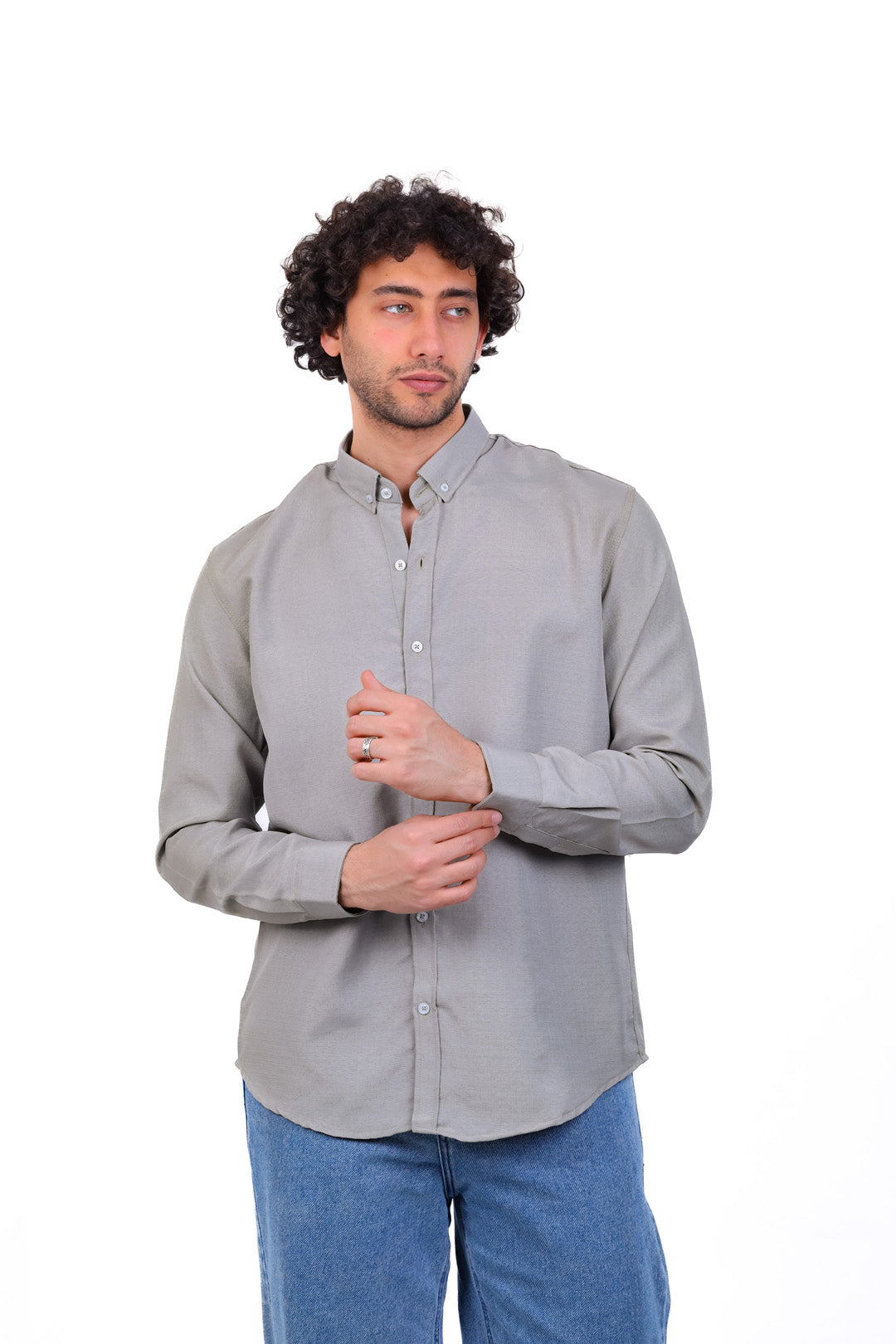 Mandarin Collar Polyester Basic Shirt