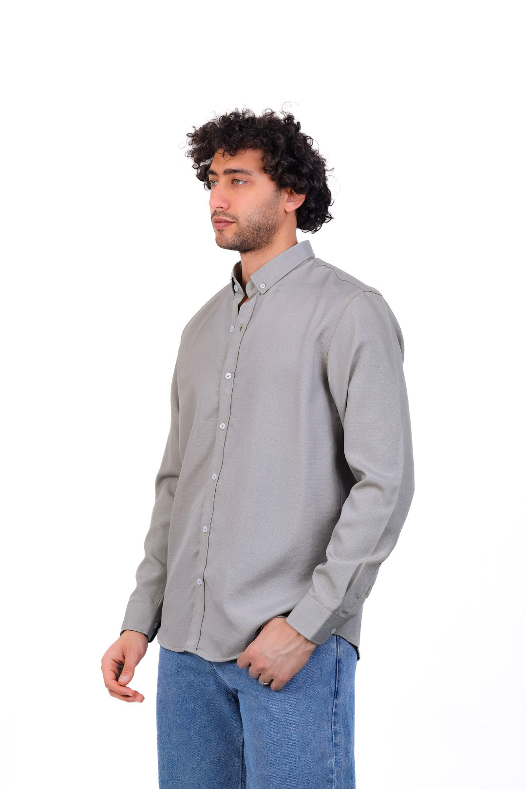Mandarin Collar Polyester Basic Shirt