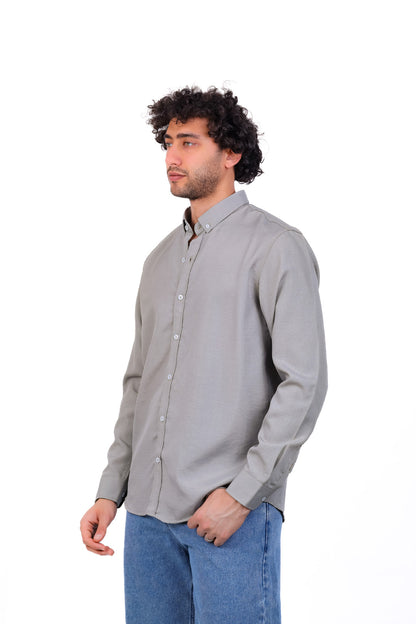Mandarin Collar Polyester Basic Shirt