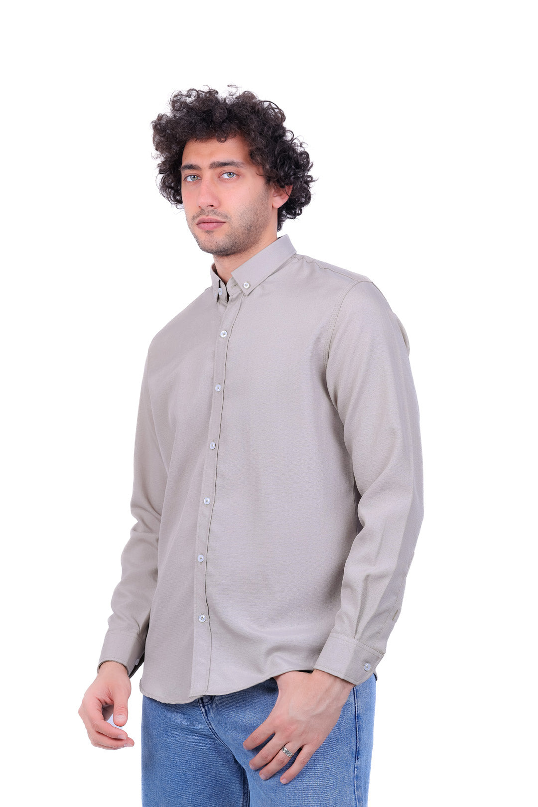 Mandarin Collar Polyester Basic Shirt
