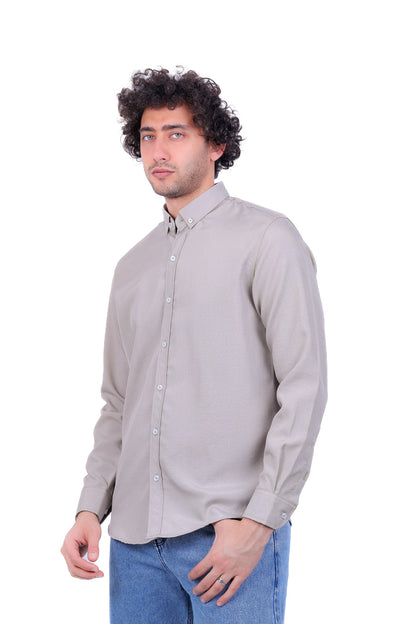 Mandarin Collar Polyester Basic Shirt