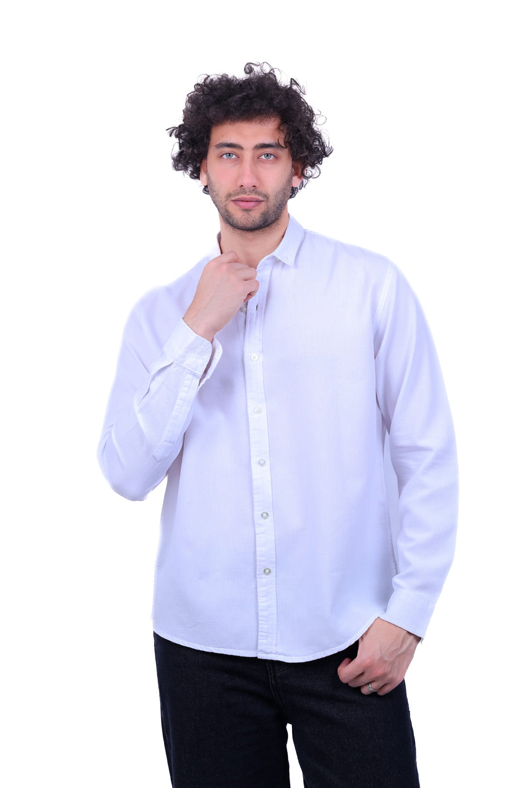 Mandarin Collar Polyester Basic Shirt
