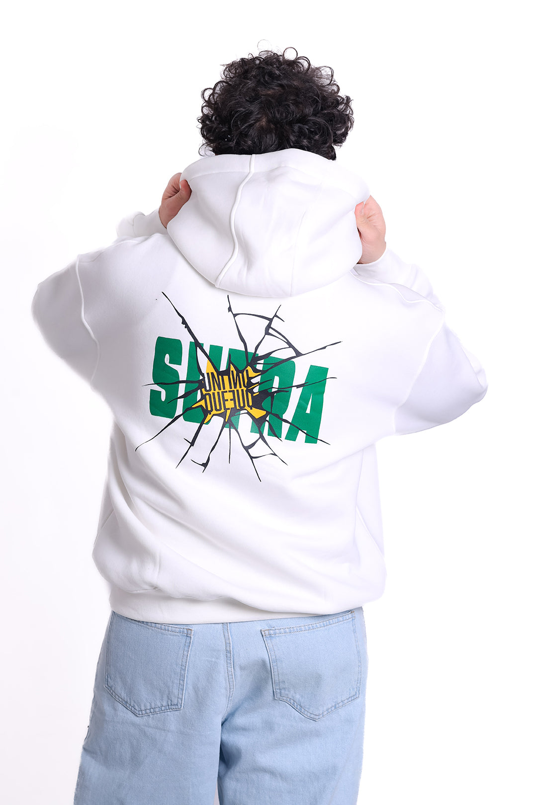 Over Size Milton Hoodie Printed Cracked Sutra Logo