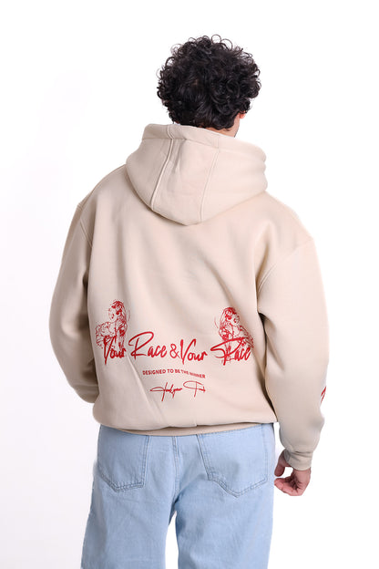 Over Size Milton Hoodie Printed Race Winner 1225