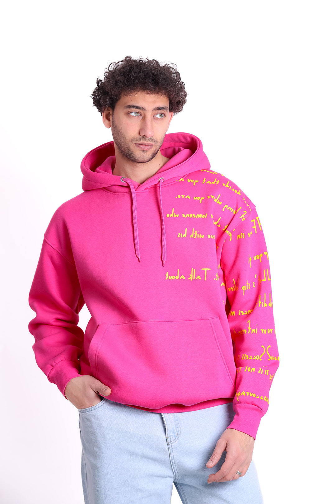 Over Size Milton Hoodie Sweatshirt Printed Half Script
