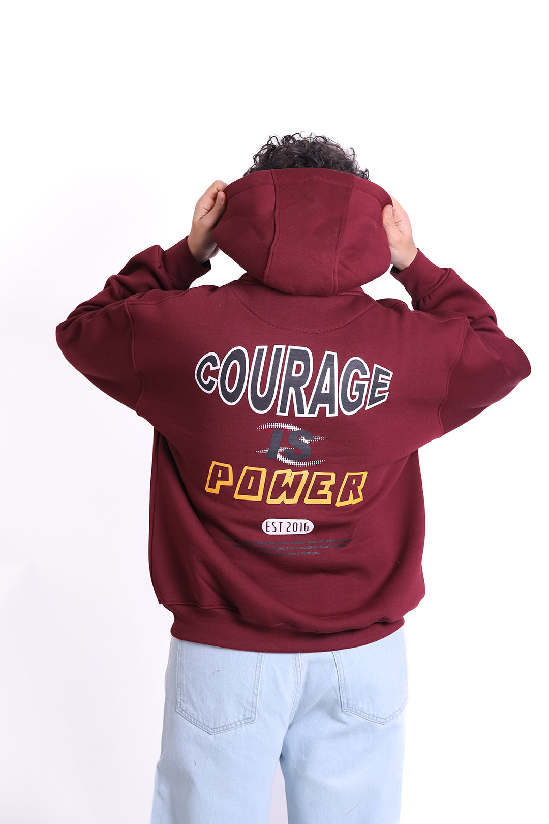 Over Size Milton Hoodie Sweatshirt Printed Power 0126