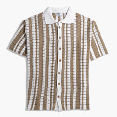 Patterned Shirt Knitwear Full Button Vertical