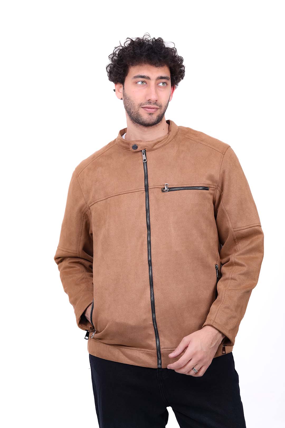 Suede Jacket Pocket Zipped