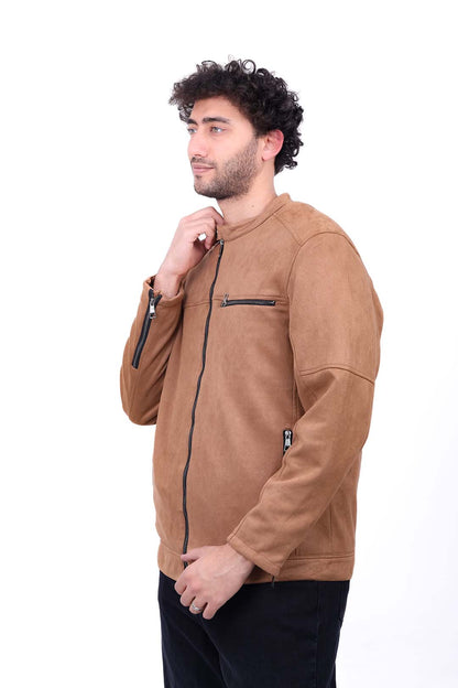 Suede Jacket Pocket Zipped