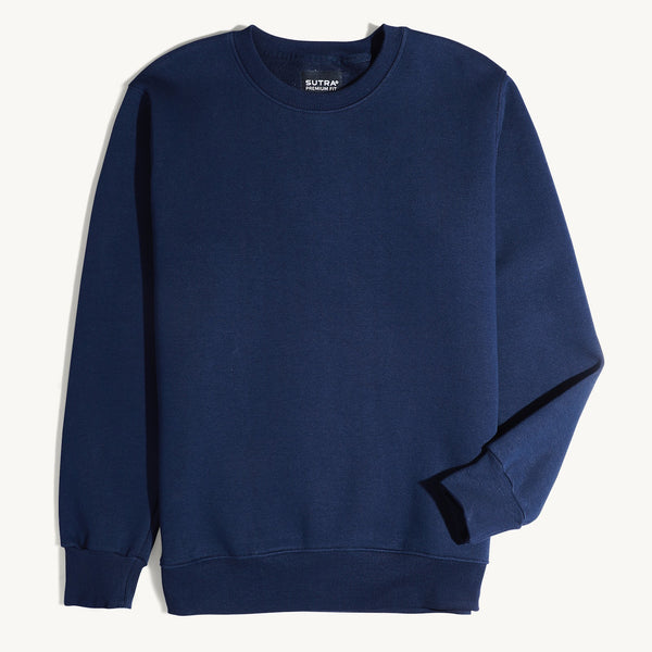 Milton Round Basic Sweatshirt-Dark Blue