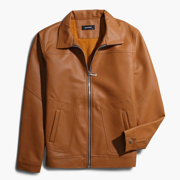 Leather Basic Collar Jacket SEH-Havan