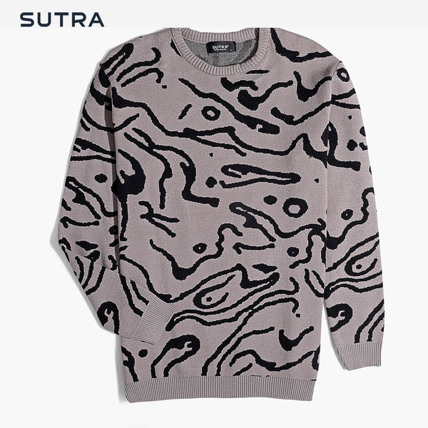 Knitwear Pullover Printed Scratch-Coffee