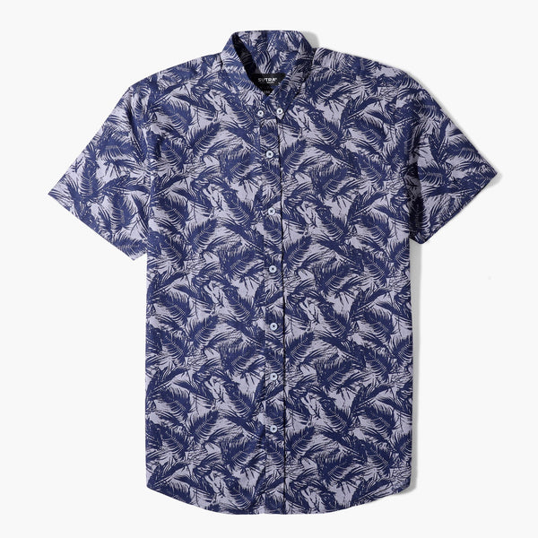 Short Sleeves Hawaii Shirt Dark Blue