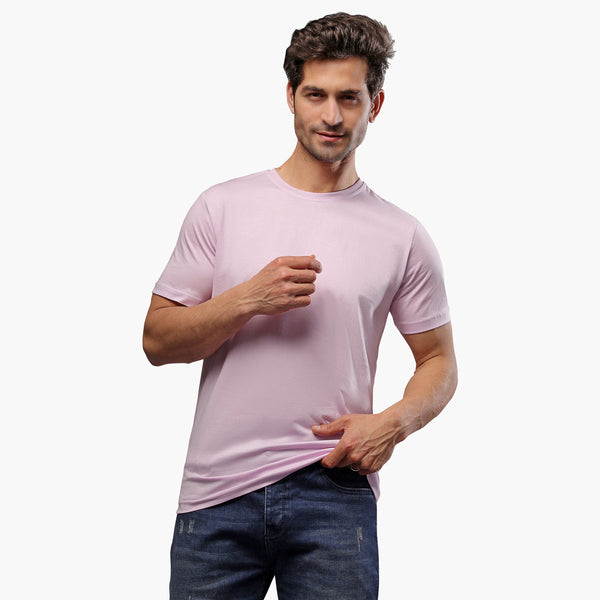 Basic Slim Fit Round T-Shirt Purple