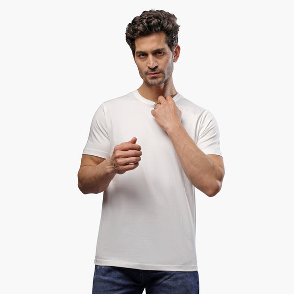 Basic Slim Fit Round T-Shirt White